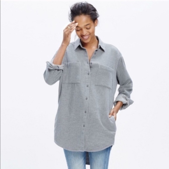 Madewell Gray Flannel Sunday Shirt with Pockets Size‎ XS - Picture 1 of 13